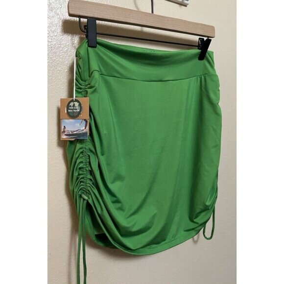 NWT Nani The Ruched Swim Skirt Green Verde Built in Shorts Pocket Womens Size XL - Picture 2 of 12